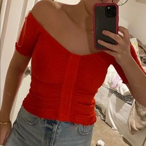 Red off the shoulder top